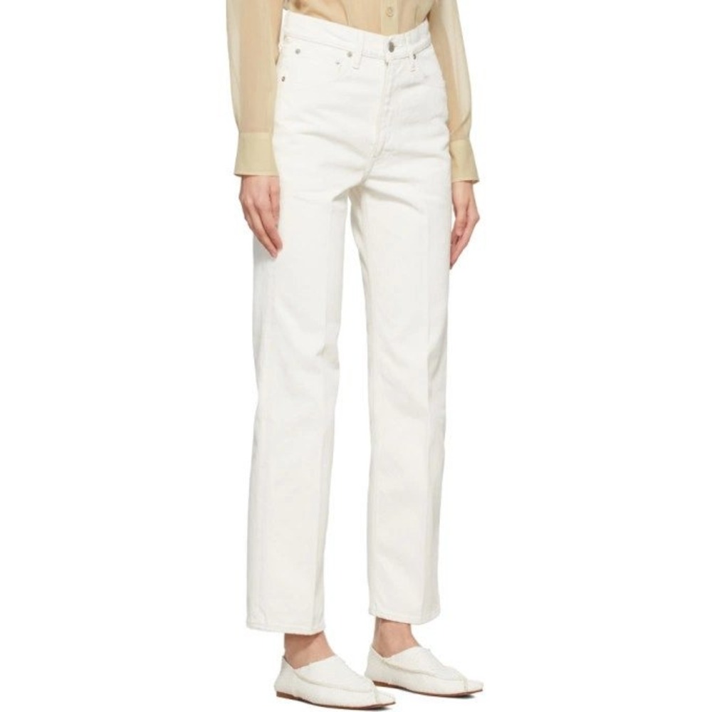AURALEE Off White High Waist Straight Leg Denim Jeans Women Size 28.5 x 27 - Picture 5 of 13
